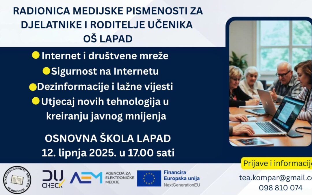 Radionica medijske pismenosti za djelatnike i roditelje OŠ Lapad