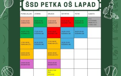 ŠSD Petka – raspored treninga