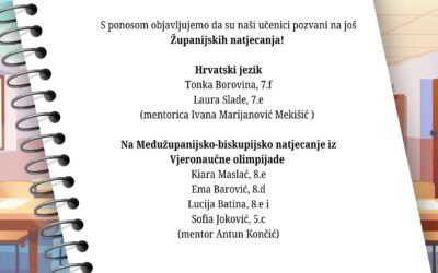 Učenici pozvani na Županijska natjecanja