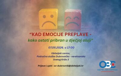 Radionica za roditelje – „Kad emocije preplave – kako ostati pribran u dječjoj oluji“